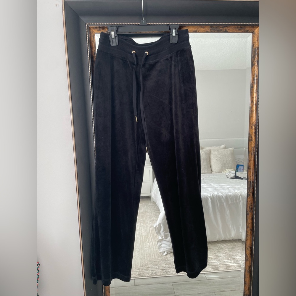 Calvin Klein Black Velvet Track Pants - Picture 2 of 3